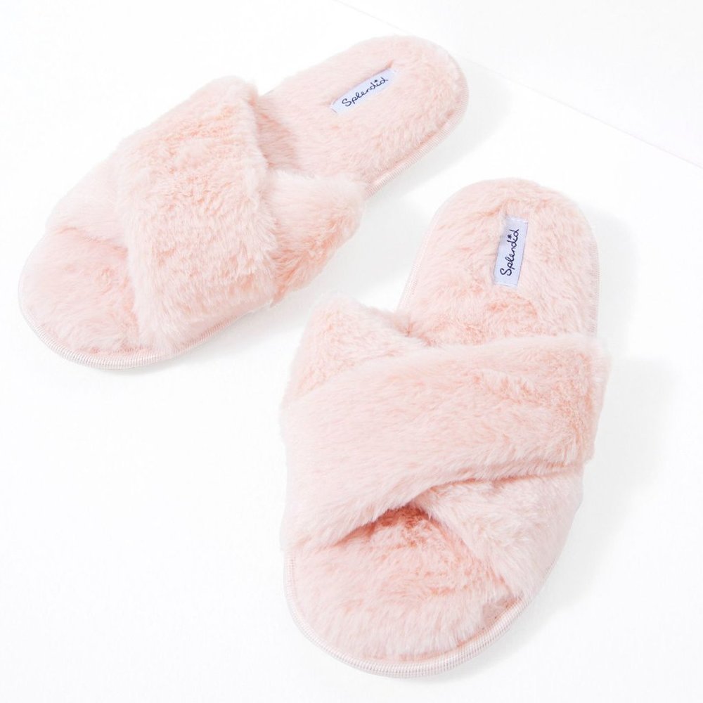 Splendid Faux Fur Slippers - Crystal Pink M/L - US 8-11 NWT